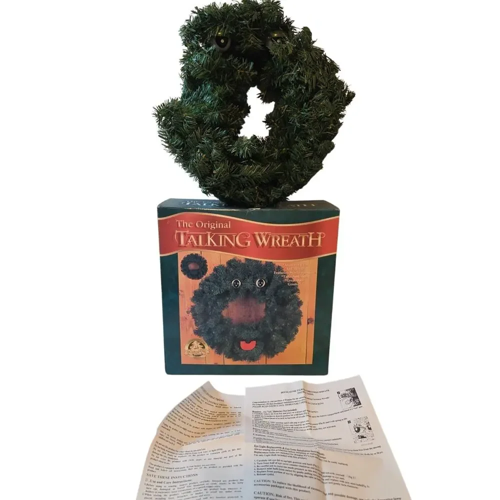 NOS Vintage Animated The Original Talking Christmas Wreath Gemmy 1997